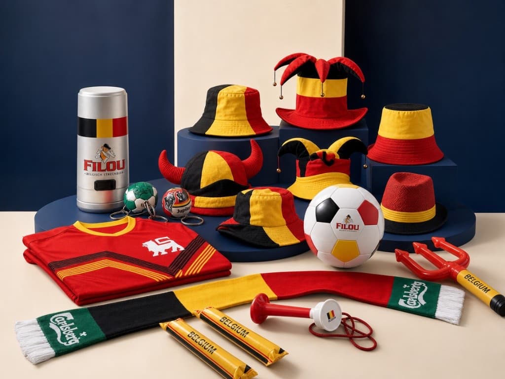Promotiemateriaal en fanmerchandise in studio-opstelling
